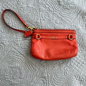 Coach Coral Soft Leather Clutch Wristlet with Zipper
